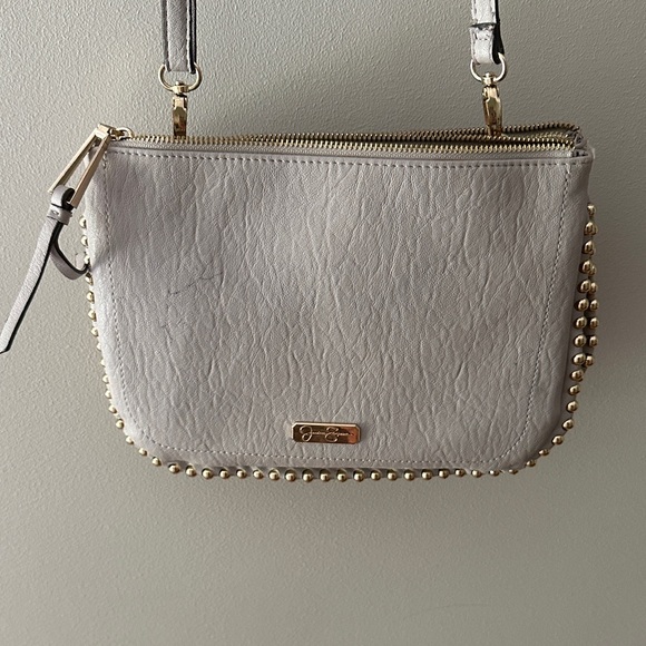 Jessica Simpson Handbags - Jessica Simpson Light Gray Studded Crossbody Bag